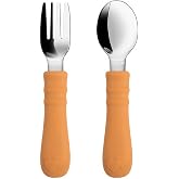 304 &Ccedil;elik Turuncu Bebek Kaşık ve &Ccedil;atal Set cin930tr