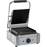 Royal Catering Electric Sandwich Maker, 1800 W, 230 V | Wavy Surface, Panini Grill, Plate 23 x 22 cm x 22 cm