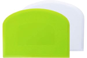 AILIVER Rascador de pasta de plástico, cuerno de repostería, 2 piezas de plástico, raspador de repostería, espátulas para pan para cocina, repostería, crepes, 12 x 9,5 cm (verde + blanco)