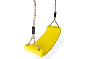 ‎HOQ HOQ Schaukel-Sitz - verstellbares Schaukel-Brett - rutschfeste, wetterfeste Kinder-Schaukel - Garten- & Spielplatz-Zubehör - Indoor & Outdoor - Gelb