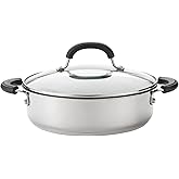 Circulon Total Non Stick Saute Pan with Lid 30cm - Induction Suitable Stainless Steel Saute Pan with Toughened Glass Lid, Dur