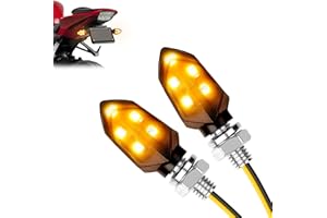 LOPHE Intermitentes Moto, 2 Piezas Mini luz LED para Motocicletas, Ajuste Universal 12V, Indicadores de Motocicleta Ámbar, Impermeables IP65, Luces de Señal de Giro de Cruiser Scooter (1 par)