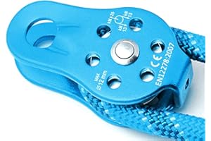 BOROCO Poulie d'escalade, poulie d'escalade 26KN en Alliage d'aluminium Robuste, Bloc de poulie à Corde pivotante Simple pour l'escalade de Corde de 12 mm(Bleu)