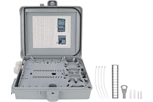 GINORGEE Boîte de jonction Fibre, Boîtier de Panneau de Fibre Optique FTTH à 12 cœurs Boîtier de Fibre de Type IP65 SC/UPC Plastique ABS pour Utilisation en Extérieur, Anti-poussière, Boîtier de Bricolage