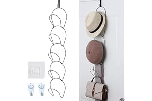 Liekadijiae 5 Pièces Organisateur De Support pour Casquette De Baseball, Cap Hanger Étagère Murale, Porte Casquettes en Fer, Organisateur de Chapeau pour Cravates, Chapeaux, Foulards (Noir)