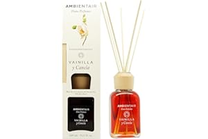 Ambientair Home Perfumes. Ambientador Mikado Aroma Vainilla y Canela. Difusor de Varillas perfumadas. Difusor 240 ml con palitos de ratán.