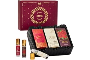 Dukhni Rose Attar Oil Set | Authentic Arabic Fragrance Oils | 100% Pure, Alcohol-Free Original Gulab Attar Blends | Rose, White, Sandalia Gulab - 6ml each