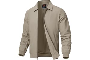 Rdruko Men's Casual Lapel Jacket Lightweight Outdoor Windbreaker Jacket Smart Spring Autumn Jackets for Sport Work Walking Hiking Golf Running