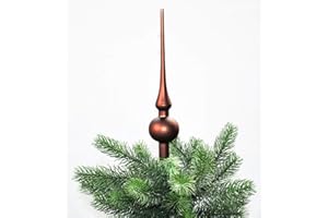 ‎THÜRINGER GLASDESIGN Jack Christbaumspitze Thüringer Glas 28cm Spitze Mundgeblasen Eislack Glanz Matt, Farbe:Braun Matt