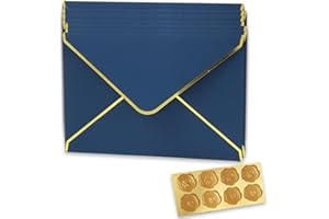 INELIHOO Enveloppe Cadeau 20 Pièces Enveloppes en Papier Kraft Les Cartes Cadeaux Enveloppe avec Bords dorés Enveloppes de Carte Postale Enveloppee de carton d’invitation Pour mariage fêtes cartes de vœux
