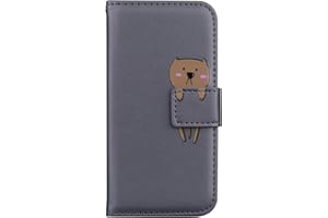 Unichthy For iPhone 14 Case Shockproof Funny 3D Animal Wallet Flip Case PU Leather Cute Magnetic Closure Stand Protective Folio Phone Cover for iPhone 14 - Bear & Grey