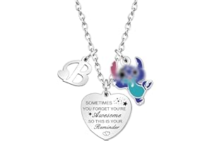 Tibond Inspirational Letter Necklace Sometimes You Forget You're Awesome for Girls Boys Women, Charm Initial A-Z Gifts for Best Friend Sister Brother Niece Daughter Christmas Birthday Gifts