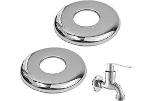 CVMGO 2 Pack 26mm G3/4 Chrome Shower Pipe Cover Round Escutcheon Plate Collars High Collar Steel Tap Hole Concealers for 26mm Diameter Pipe Bathroom & Kitchen (70mm OD, 8mm Height) Silver