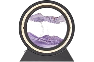 kyaoayo Obracany obraz piaskowy z lampką nocną LED, 35,5 cm, dynamiczny obraz 3D do obracania, głęboki obraz piaskowy w ruchu, wyświetlacz płynący piasek, do biura, domu, na biurko (fioletowy)