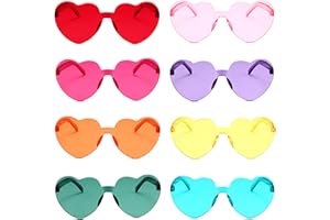 JIANGLAI Love Heart Shaped Sunglasses, Vintage 90s Color Transparent Rimless Sunglasses Women Girl for Mardi Gras Summer Party Beach