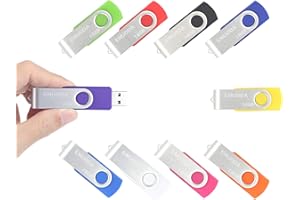 ENUODA Clé USB 16 Go Lot de 10 Cle USB 2.0 Flash Drive Stockage Rotation Disque Mémoire Stick avec Lumière LED (10 Couleurs Mélangées)