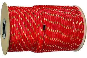 BK Shop Polypropylene Rope 8 mm x 100 m - Braided Cord PP Red - Waterproof Rope with Core - UV-Resistant Pull Rope - Polypropylene Cord for Construction, Traffic, Sailing and Other Water Sports