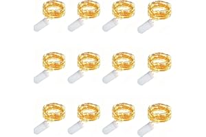 LOIINA LED Lichterkette 12 Stück 1M 10 LED Lichterketten Wasserdich klein für Party Deko，Weihnachten, Party Hochzei,Halloweent Warmweiß