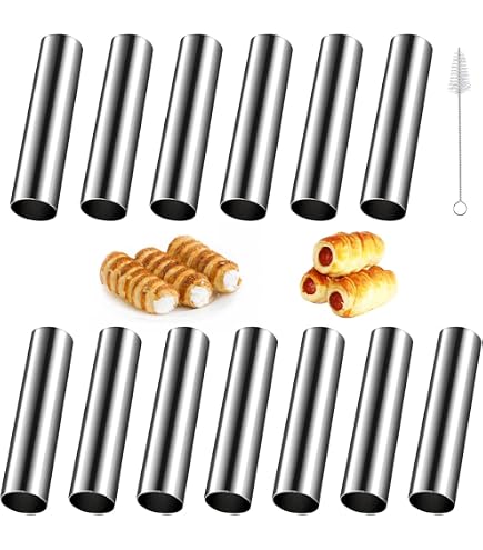 6 Moules à Cannoli En Acier Inoxydable - 13x2,5cm Pour Cannoli Siciliens