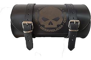 Selle del Salento Barilotto borsa moto 25x12 con incisione teschio con scritta Motociclista strana meravigliosa gente shull compatibile con harley devindson