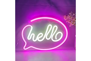 YUEYYNS Hello Néon,Bonjour Neon Lights LED Néons Wall Decor Enseignes au Néon Chambre Enfants Aire de Jeux Neon Party Room Decor Alimenté Par Batterie ou USB