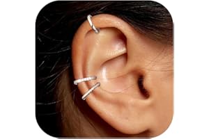 BVLAGIDA 3 Piezas Ear Cuff para Mujer Pendientes sin Agujero Ajustables Pendientes Clip Fake Helix Cartílago Pendientes Oro con Joyero