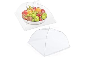 ramoni Food Covers Mesh Pop Up,2pcs Mesh Food Cover,Reusable and Collapsible Food Net Cover,Outdoor Food Storage Protector Collapsible,for Parties Picnics Outdoor BBQ Fly Mosquitoes Bugs(12 Inches)
