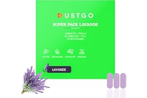 Détergent DUSTGO - Boîte de 15 Pastilles Lavande | Détergent Shampouineuse Canapé, Moquette, Tapis, Anti-Odeurs Animaux | Nettoyant Textile Parfum Relaxant | Sachet Écologique