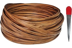 Feyart Kit di riparazione in rattan sintetico con venature del legno marrone, 60 m x 8 mm, con strumento di tessitura per la riparazione di mobili da esterno