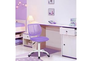 FurnitureR Nowoczesne, regulowane wzornictwo, biurko komputerowe, obrotowe, bez ramion, pokój do nauki, do domu, biura, krzesło zadań, kolor fioletowy, 38,5 cm x 40 cm x 75-87 cm