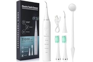 PASHA ESSENTIALS Kit Pulizia Denti e Spazzolino Elettrico - Rimuovi Tartaro con 2 Testine Spazzolini Elettrici + 1 Testina Rimuovi Tartaro - Igiene Dentale per Casa - Ricaricabile e Portatile