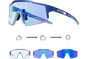 KAPVOE Photochromatische Selbsttönend Fahrradbrille TR90 Rahmen für Herren Damen Klar Sportsonnenbrille Sport Radfahren MTB Radbrille Sportbrille Fahren Baseball Laufen