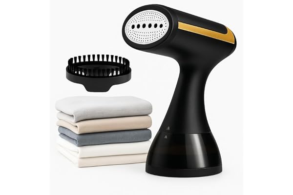 Défroisseur Vapeur Portable 1500W – Réservoir 300ml – Chauffe Rapide & Compact – Défroisseur à Main Puissant pour Vêtements, Chemises, Robes, Rideaux – Idéal Voyage et Maison – Noir & Doré