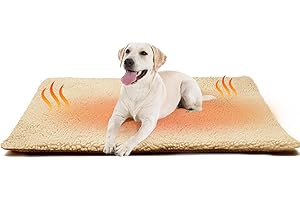 Aidiyapet Self Heating Pet Bed Mat, Dog Mat Medium Washable, Dog Crate Mattress with Non skid Bottom, Soft Warm Pet Bed Mat for Medium Small Dogs, Cat - L 90x60 cm