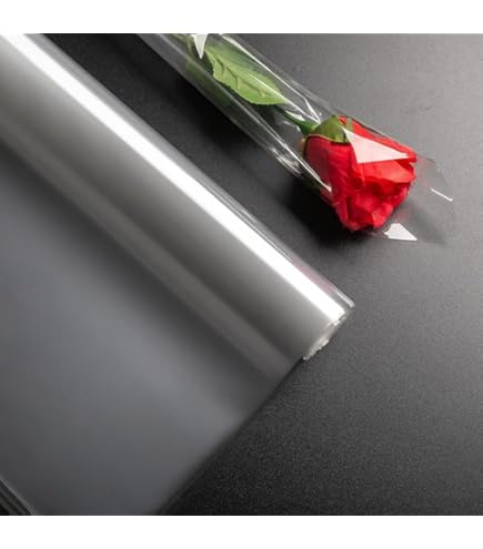 Ticeed 1 rol cellofaan geschenkfolie bloemenfolie cadeaufolie transparant cellofaan cadeaupapier cellofaan wrap roll 40 cm x 30 m witte stip voor bloemist bloemen handwerk snoep geschenkmanden