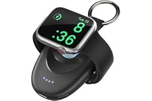 LVFAN Portable Charger for Apple Watch, 1400mAh Power Bank for iWatch, Keychain Battery Pack for Travel, Magnetic Wireless Charger for Apple Watch Series 10/9/8/7/6/5/4/3/2/SE/Ultra 2 - Black
