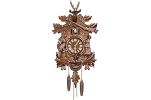 Allayu Reloj de Pared Antiguo con Alarma oscilante, Reloj clásico Atemporal Tradicional de la Selva Negra, Reloj de Cuco de para Madera, CL301