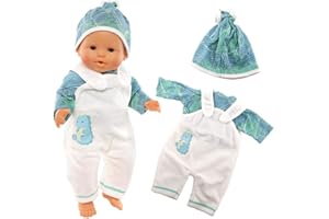 Miunana Vestido Imprimir Dinosaurio + Sombrero para New Born 14-16 Pulgadas Muñeca bebé