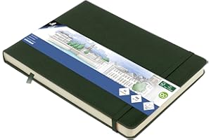 Kangaro - Blocco da disegno A5, motivo: paesaggio forestale, copertina rigida, 80 fogli da 140 grammi, carta color crema con elastico e nastro