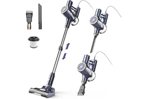 YISORA Aspirateur balai avec fil sans sac 6 en 1 600 W & aspirateur à main, cable de 6 m, 23Kpa de puissance d'aspiration, aspirateur balai filaire Vacuum Cleaner pour sols durs tapis, petit léger silencieux
