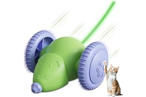 weiclianhp Jouet Chat Automatique avec Lumières LED, Souris Interactive Rechargeable par USB, Jouet Intérieur pour Chat, Cadeau pour Chaton