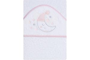 various Mantello da bagno con cappuccio in spugna 100% cotone, misura 100 cm x 100 cm, asciugamano per bambino con cappuccio per bambini piccoli, morbido e assorbente con un design lunare bianco/rosa