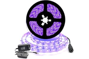AROTELICHT Zestaw taśm UV LED z czarnym światłem, listwa SMD 2835 UV łańcuch świetlny listwa świetlna z zasilaczem sieciowym na karnawał, do baru, na imprezę, 5 m, IP20