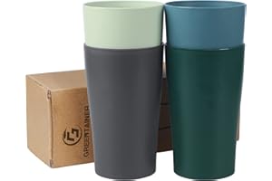 Greentainer 4 PCS Unbreakable Drinking Cups, Tea Juice Coffee Cup Tumbler for Adults Set 4 - Multicolor Mug Sets, Dishwasher and Microwave Safety