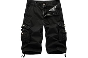 Buetory Men's Casual Cargo Hiking Shorts Elastic Waist Outdoor Comfy Workout Shorts Big&Tall Cotton Twill Summer Beach Shorts