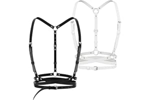 LEACOOLKEY Damski punkowy pasek w talii ze skóry PU, czarny, gotycki pasek, łańcuszek na ciało, do kostiumu Cosplay Rave na Halloween