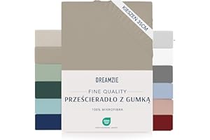 Dreamzie Prześcieradło 160 x 200 Nakładka 35 cm na gruby materac - 100% mikrofibra - len, certyfikowany brak środków chemicznych (Oeko TEX), prześcieradło z gumką