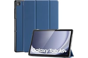 CoBak Hülle für Galaxy Tab A9+ / A9 Plus 11 Zoll, Komplett neues PU-Leder Dreifach Falt Klapp Schutzhülle mit Auto Schlaf/Wach Funktion (Dunkelblau)