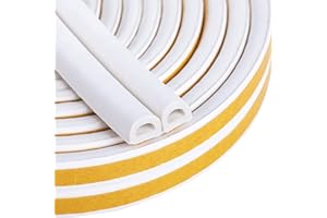 BYNSAER Taśma uszczelniająca do drzwi, okien, 6 m, samoprzylepna uszczelka okienna, ochrona przed kolizją, guma piankowa, taśma uszczelniająca, samoprzylepna, biała