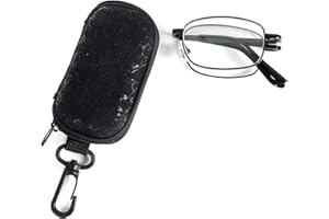 MMOWW Gafas de Lectura Plegables de Acero Inoxidable con Filtro de Anti-blue para Hombre y Mujer con Varilla Telescópica y Funda para Gafas (Negro, +1.0)